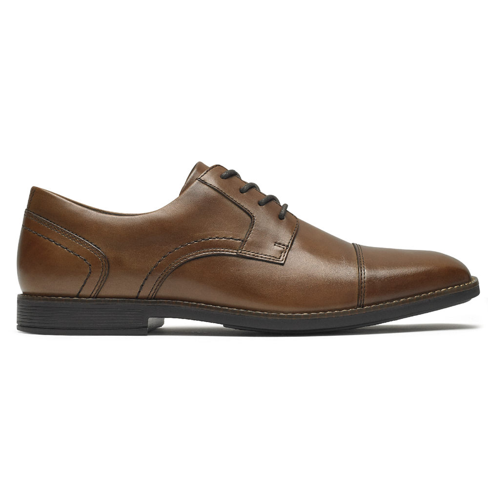 Rockport Singapore Mens Oxfords - Slayter Cap Toe Blucher Brown - NE8273419